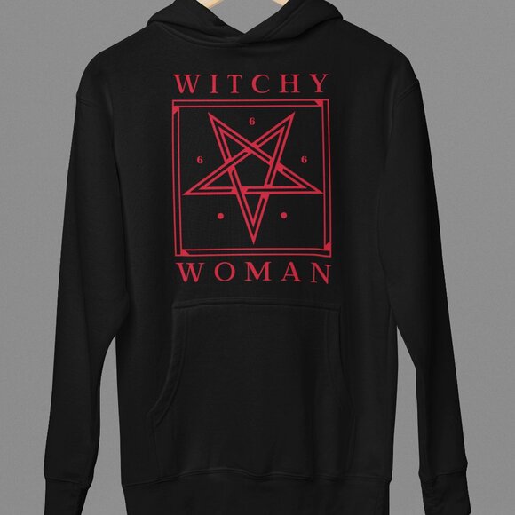 Handcrafted Occult 'Witchy Woman' Black Cotton Hoodie S - 3XL - Picture 3 of 4